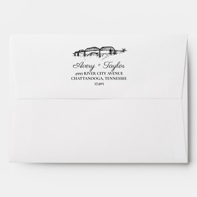 Chattanooga Toile Black and White Envelope (Back (Top Flap))