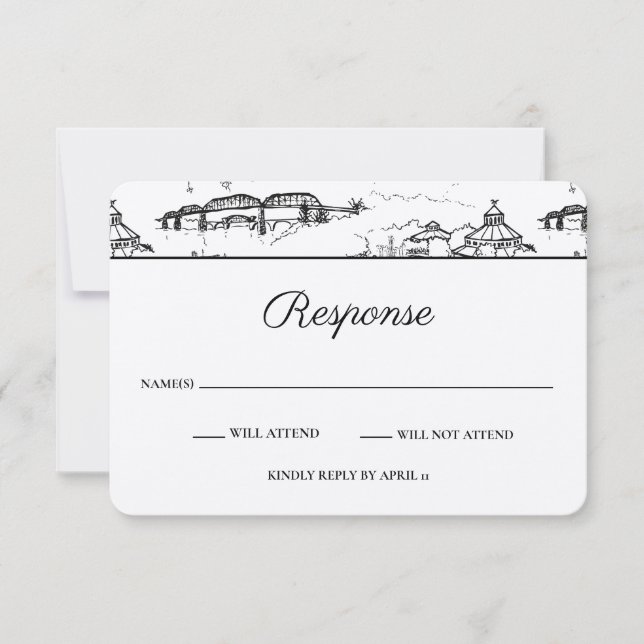 Chattanooga Toile Black and White RSVP Card (Front)