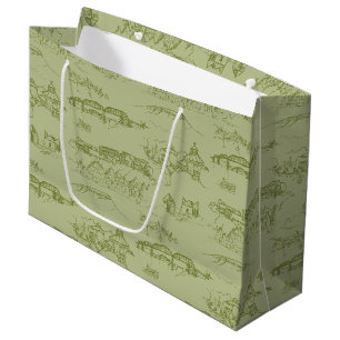 Chattanooga Toile Green Large Gift Bag