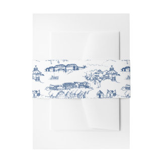 Chattanooga Toile Navy and White Invitation Belly Band