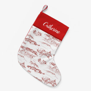 Chattanooga Toile Red Small Christmas Stocking