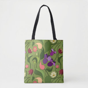 chattering flowers tote bag