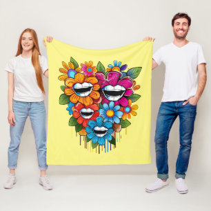 Chatty Blossoms Taza Fleece Blanket