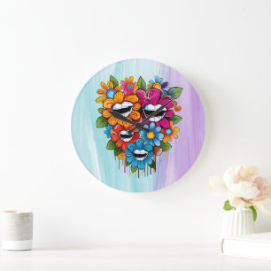 Chatty Blossoms Taza Large Clock
