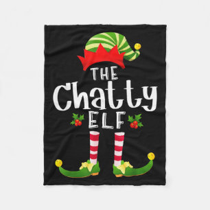 Chatty Christmas Elf Matching Pajama X-mas Party  Fleece Blanket