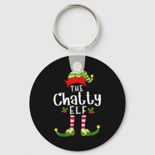 Chatty Christmas Elf Matching Pajama X-mas Party  Key Ring