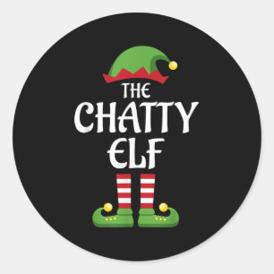 Chatty Elf Family Matching Group Christmas  Classic Round Sticker