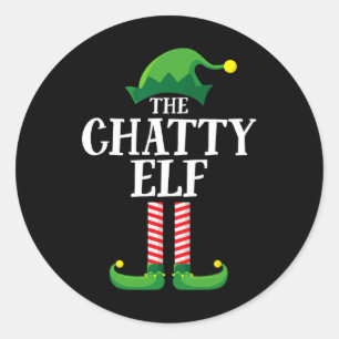 Chatty Elf Matching Family Group Christmas Party F Classic Round Sticker