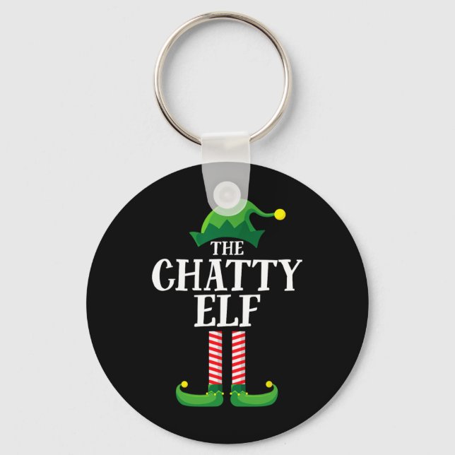 Chatty Elf Matching Family Group Christmas Party F Key Ring (Front)