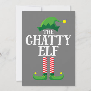 Chatty Elf Matching Family Group Christmas Party Invitation