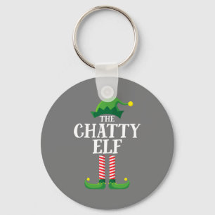 Chatty Elf Matching Family Group Christmas Party Key Ring