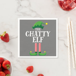 Chatty Elf Matching Family Group Christmas Party Napkin