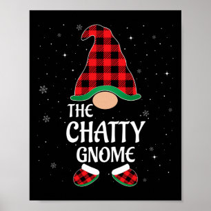 Chatty Gnome Buffalo Red Plaid Matching Christmas  Poster
