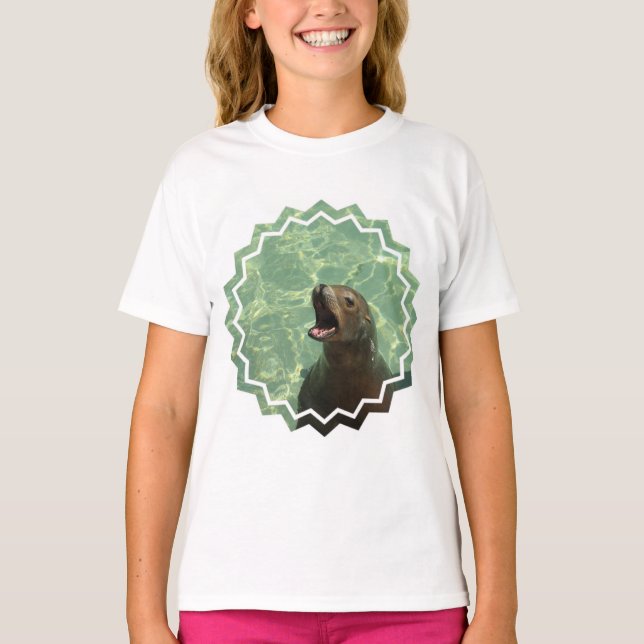 Chatty Sea Lion Girl's T-Shirt (Front)