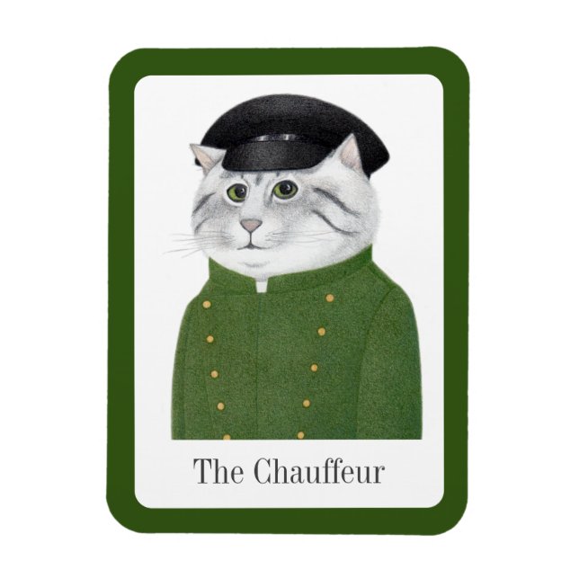 CHAUFFEUR CAT 3x4 Flexible Magnet + Text (Vertical)