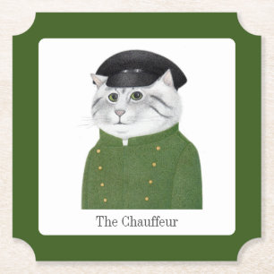 CHAUFFEUR CAT Ticket Paper Coasters + Text