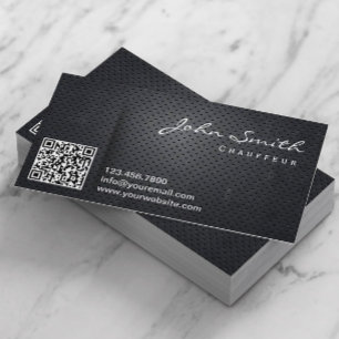 Chauffeur Driver Black Metal QR Code Business Card