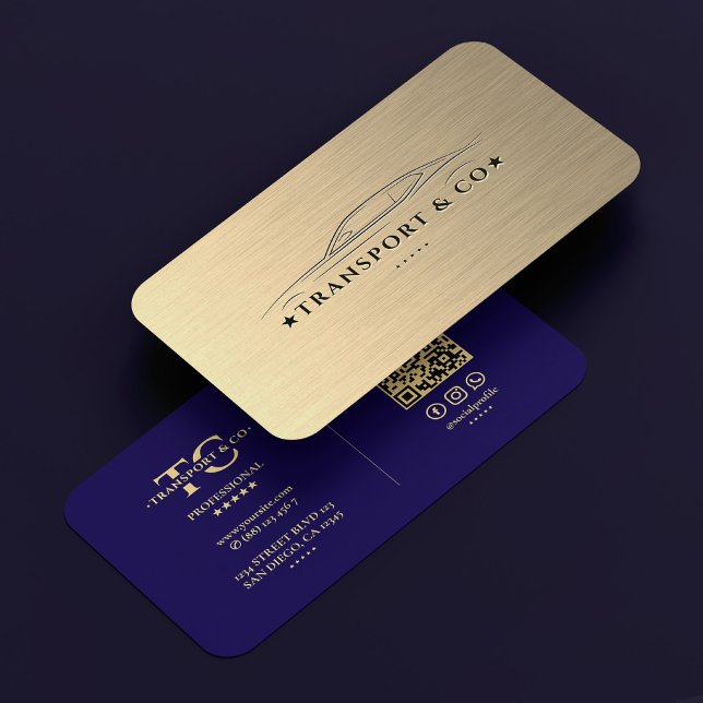 Chauffeur Driver Transport Car Rent Dark Blue Business Card (Chauffeur Driver Transport Car Rent Dark Blue Gold Business Card
)
