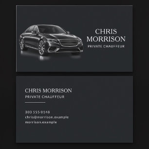 Chauffeur Luxury Car Driver Black Business Card