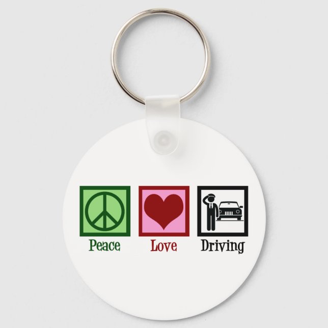 Chauffeur Peace Love Driving Business Key Ring (Front)
