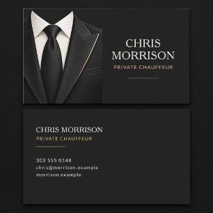 Chauffeur Suit Car Driver Black Business Card
