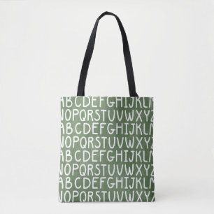 Chaulkoard alphabet print all over tote bag