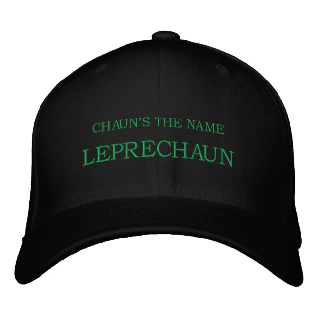 CHAUN'S THE NAME, LEPRECHAUN EMBROIDERED HAT (Front)