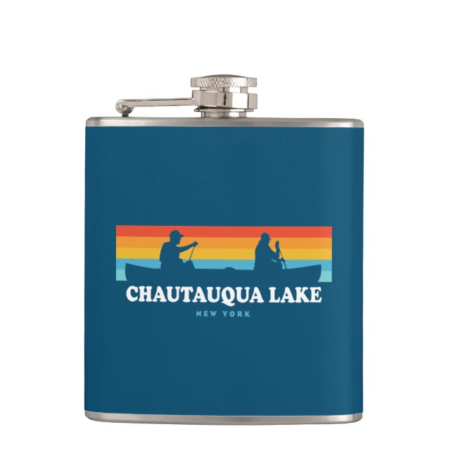 Chautauqua Lake New York Canoe Hip Flask (Front)