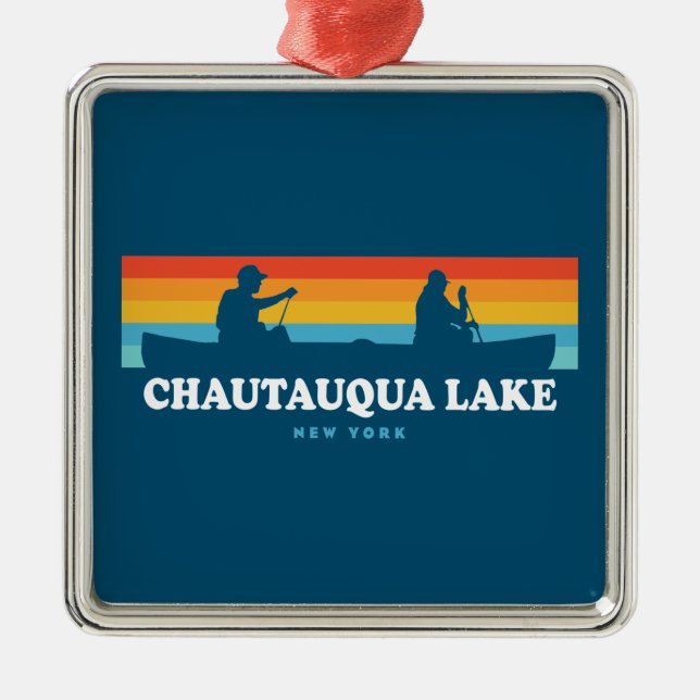 Chautauqua Lake New York Canoe Metal Tree Decoration (Front)