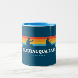 Chautauqua Lake New York Canoe Two-Tone Coffee Mug