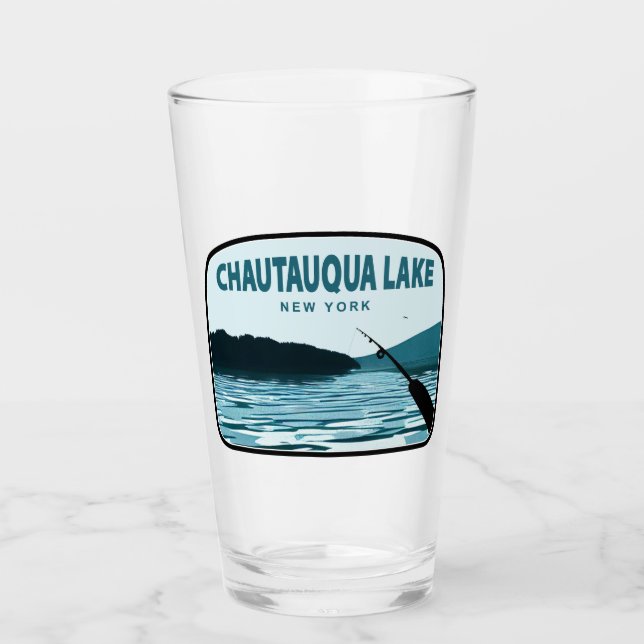 Chautauqua Lake New York Fishing Rod Glass (Front)