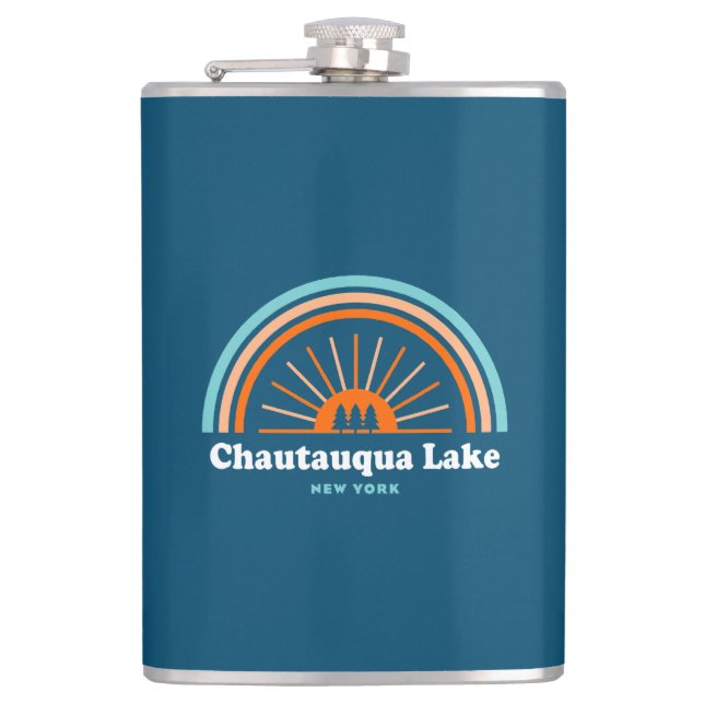 Chautauqua Lake New York Rainbow Hip Flask (Front)