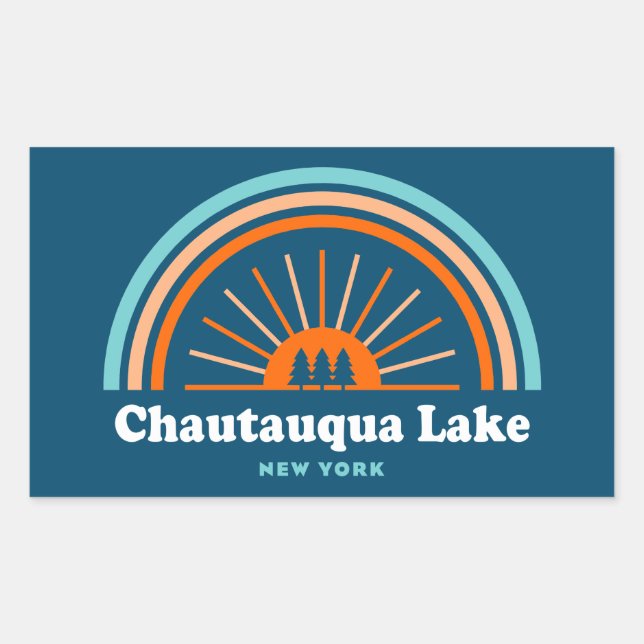 Chautauqua Lake New York Rainbow Rectangular Sticker (Front)