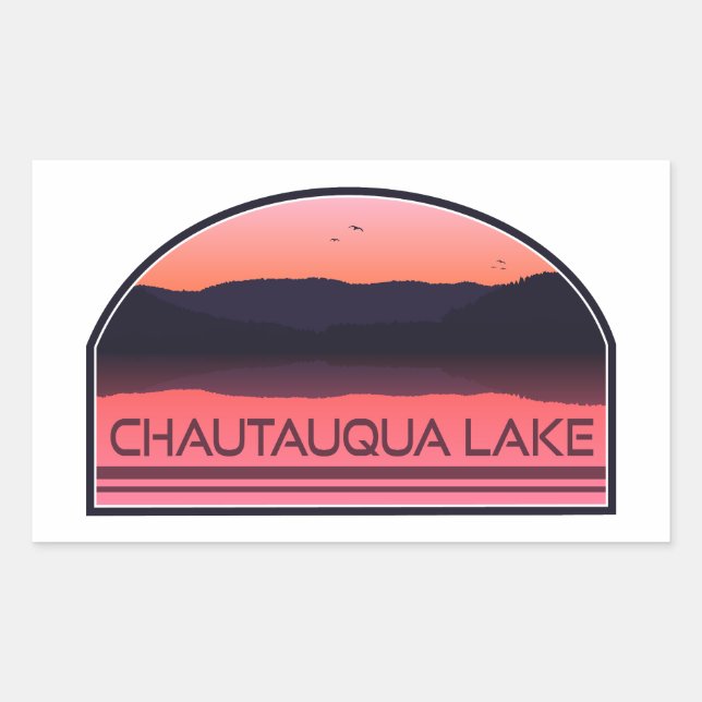 Chautauqua Lake New York Red Sunrise Rectangular Sticker (Front)