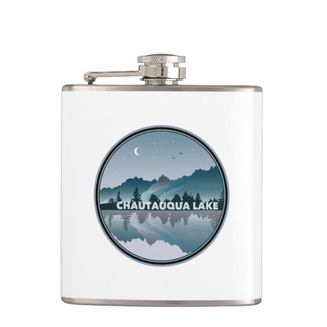 Chautauqua Lake New York Reflection Hip Flask (Front)