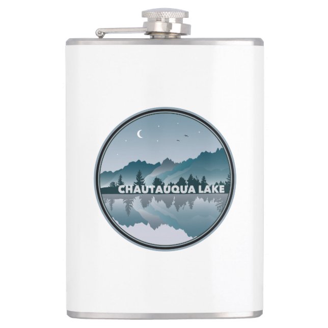 Chautauqua Lake New York Reflection Hip Flask (Front)