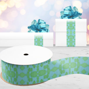 Chavanel Brushstroke Ikat in Green and Aqua Grosgrain Ribbon