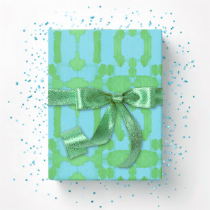 Chavanel Brushstroke Ikat in Green and Aqua Wrapping Paper