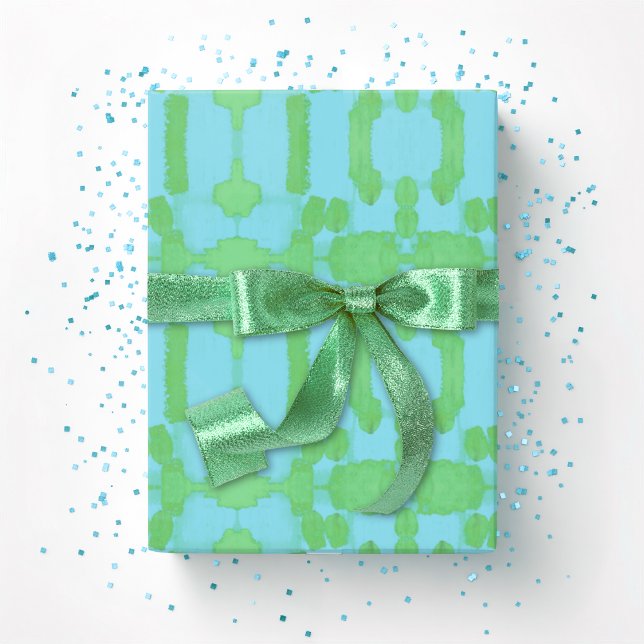 Chavanel Brushstroke Ikat in Green and Aqua Wrapping Paper (Creator Uploaded)