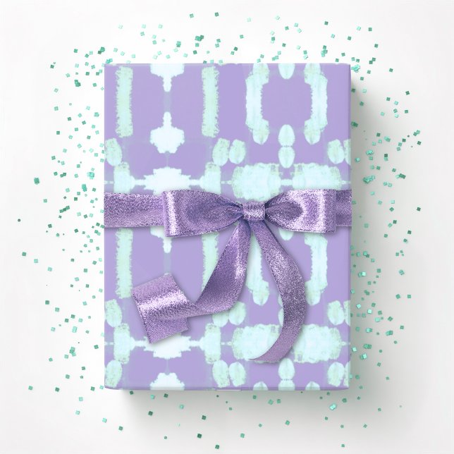 Chavanel Brushstroke Ikat in Purple and Teal Wrapping Paper (Creator Uploaded)