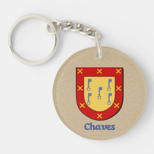 Chaves Historical Shield with Flag of Spain Key Ring