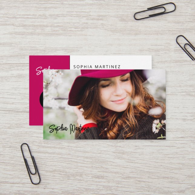 Chc Minimalist add Photo & QR Code Logo Business Card (Front/Back In Situ)
