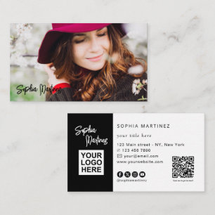 Chc Minimalist add Photo & QR Code Logo Business Card