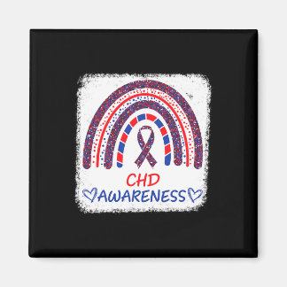 Chd Awareness Heart Disease Bleached Rainbow Blue Magnet