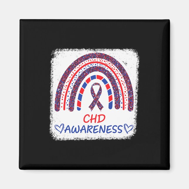 Chd Awareness Heart Disease Bleached Rainbow Blue  Magnet (Front)