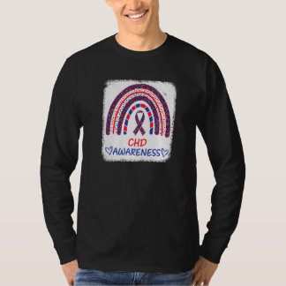 CHD Awareness Heart Disease Bleached Rainbow Blue T-Shirt