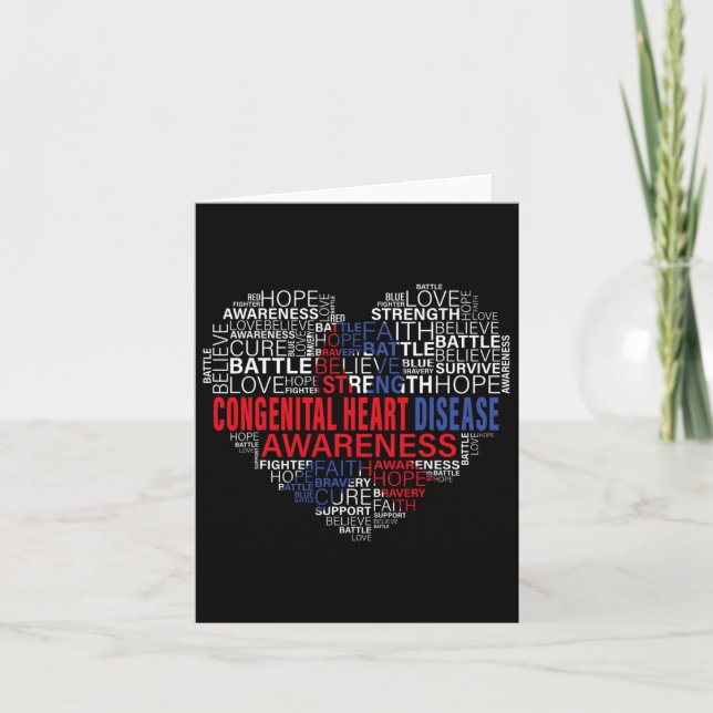 Chd Awareness Heart Disease Fighting Hope Support  Card (Front)