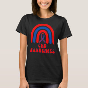 CHD Awareness Heart Disease Rainbow Blue Red Ribbo T-Shirt