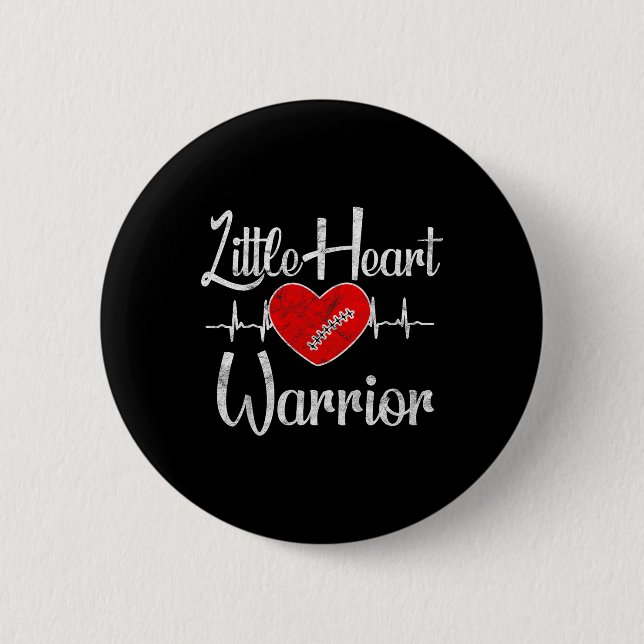 Chd Awareness - Little Heart Warrior  6 Cm Round Badge (Front)