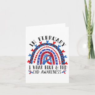 Chd Awareness Rainbow Blue Red Ribbon I Wear Blue Card